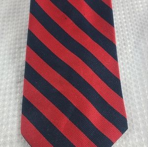 Vintage Trevira Red And Navy Blue Stripe Necktie